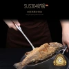 304 stainless steel kitchenware, long-handled oil-draining fish frying kitchenware, flat-bottomed fish frying spatula, thickened and widened flipping fish and steak spatula Specification image
